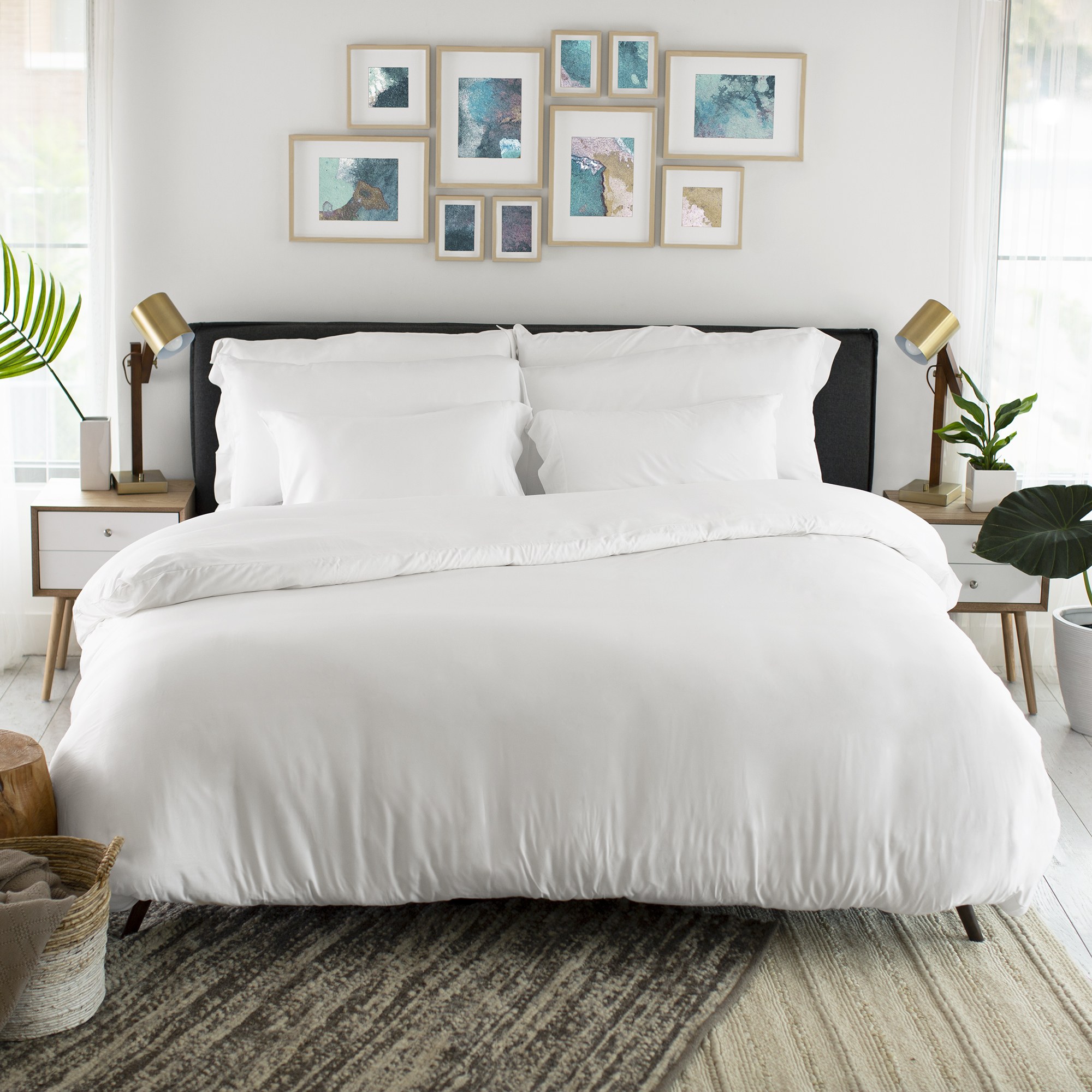 Cariloha, Bamboo Sateen, Duvet Cover, White/White